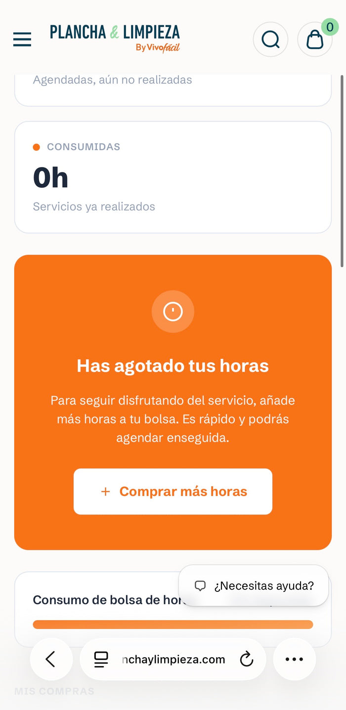 Pantalla de pedidos de la app